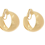 Gold Crescent Clip On Earrings