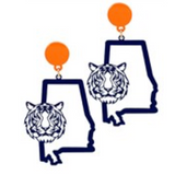 Navy and Orange Tiger and State Earring