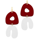 Burgundy/White Organic Earrings