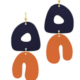 Navy/Orange Organic Earrings