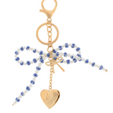Blue Bead Heart Keychain or BagTag