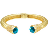Blue Zirconia and Gold Cuff