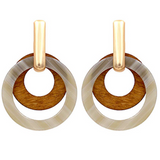 Layered Wood & Acrylic Circle Earrings