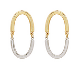 Two-Tone Oval Post Earrings