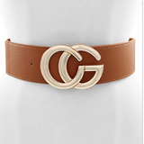 Cognac Double Open Circle Elastic Belt