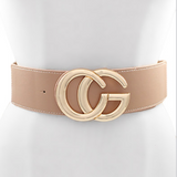 Almond Double Open Circle Elastic Belt