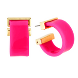 25mm Edge Gold Wide Open Hoops – Hot Pink