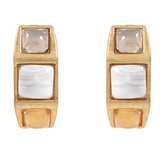 Square Stone Linked Half-Open Hoops – Howlite