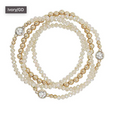 Ivory Crystal Layered Bracelet Set