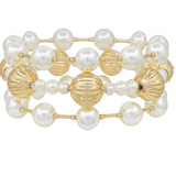 3-Row Pearl & Bar Bracelet
