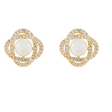 Pavé Love Knot & Pearl Stud Earrings