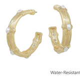 Cream Stone Station Hoop Earrings