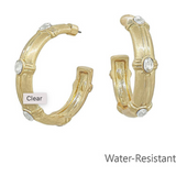 Clear Stone Station Hoop Earrings