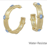 Light Blue Stone Station Hoop Earrings