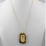 Gray Acrylic Oval Pendant Necklace