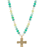 Cross Pendant Resin Bead Necklace