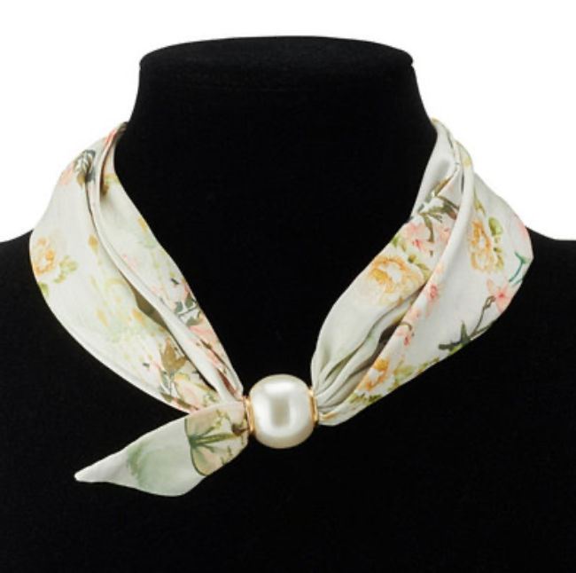 Floral & Butterfly Print Magnetic Scarf Necklace