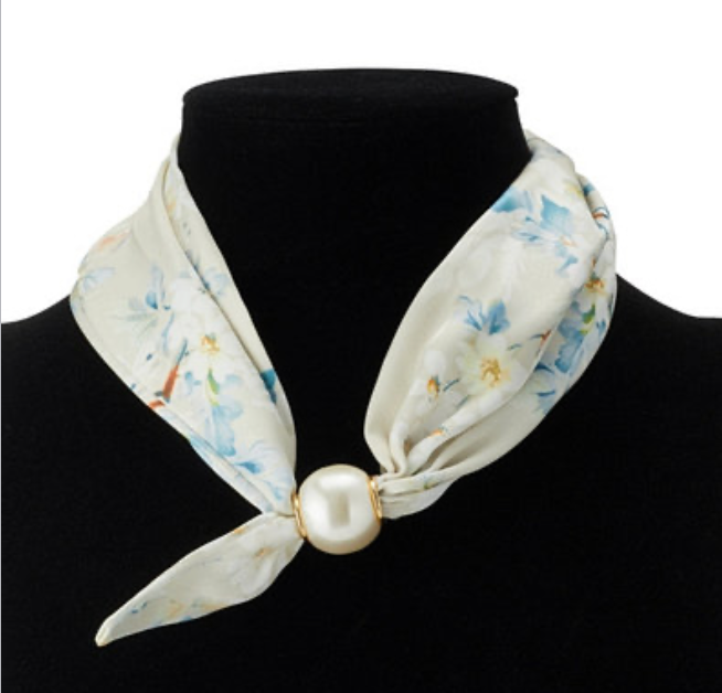 Floral & Butterfly Print Magnetic Scarf Necklace