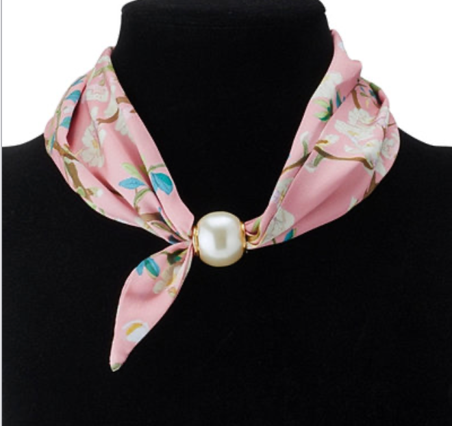 Floral & Butterfly Print Magnetic Scarf Necklace
