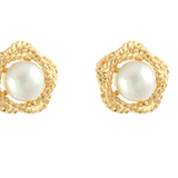 Flower Pearl Stud Earrings