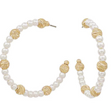 Twist Ball Accent Pearl Hoops