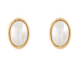 Oval Pearl Stud Earrings