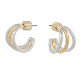 Mixed Metal Triple Hoop Earrings