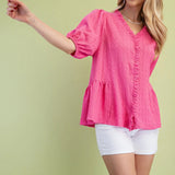 Pink Camilla Ruffle Peplum Top