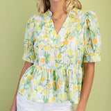 Lime Floral Blouse
