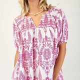 Pink Smocked Boho Top