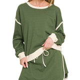 Army Green French Terry Pullover & Skort Set