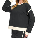 Black French Terry Pullover & Skort Set