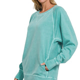 Turquoise Pigment Dyed French Terry Pullover