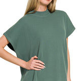 Ash Jade Viscose Mock Neck Boxy Sweater