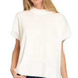 Ivory Viscose Mock Neck Boxy Sweater