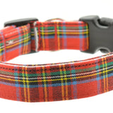 Small Red Tartan Dog Collar