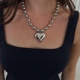 Chansuttpearls Silver Bubble Heart Necklace