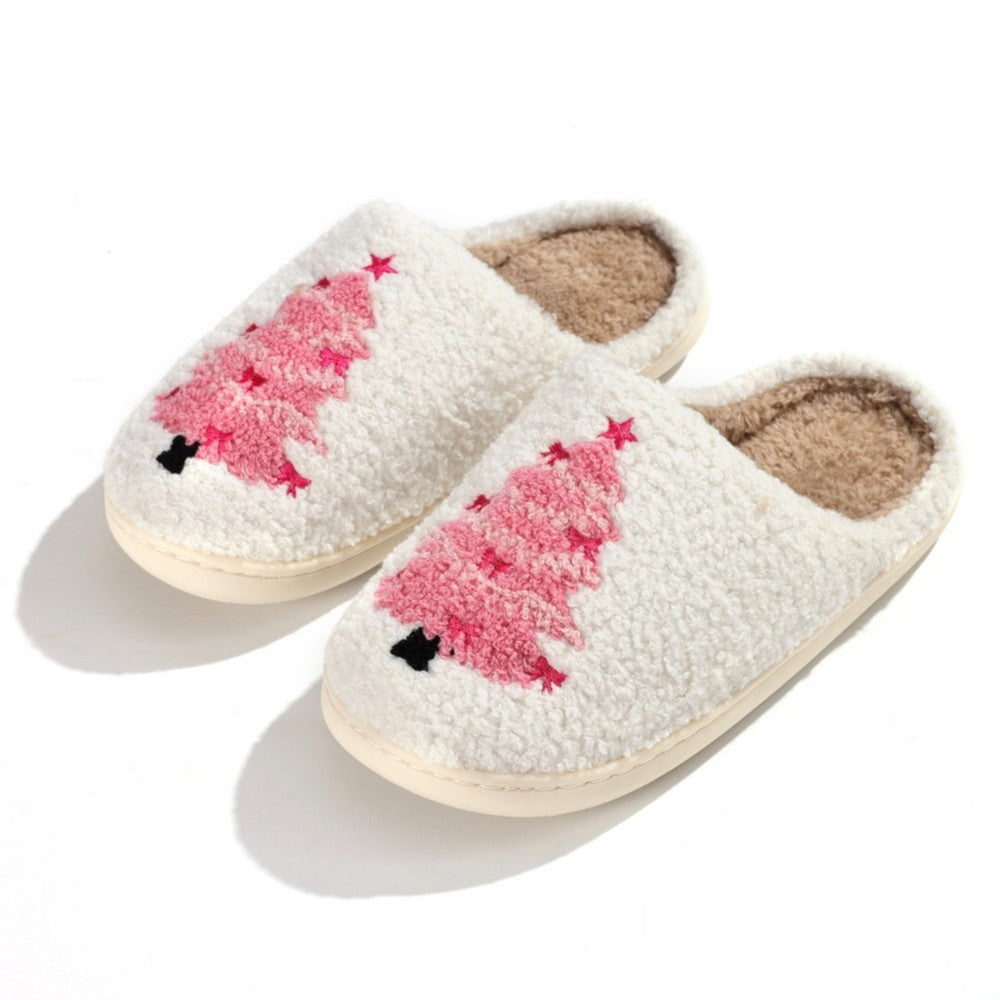 Pink Christmas Tree Slide-On Slippers