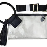 Clear Cuff Handle Wristlet Clutch- Black