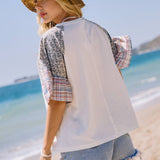 Plus Contrast Color Block  Knit Top: