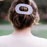Round Flat Hair Clip | Large | Silver Flames