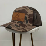 3 Geese Leather Patch Cap: Bark Duck Camo