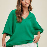Emerald Breeze Cotton Gauze Top