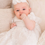 Girls Silver Pearl Baby Baptism Bracelet, 1st Communion Gift: Medium 1-5 Years