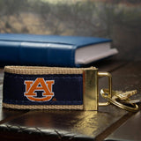 Auburn Tigers Collegiate Woven Ribbon Key Chain. Auburn Key Fob. Auburn Tigers Gift. War Eagle Key Ring. Brass Clasp and O-Ring.