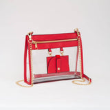 Clear Gameday Crossbody With Sunglasses Holder: Red