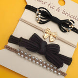 BOHO DUAL FUNCTION KNOT BRACELET HAIR TIES | 40BH105: Black