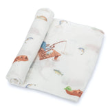 “Gone Fishing” Muslin Swaddle Blanket