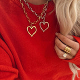 Large Open Heart Necklace – Silver