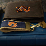 Auburn Tigers Collegiate Woven Ribbon Key Chain. Auburn Key Fob. Auburn Tigers Gift. War Eagle Key Ring. Brass Clasp and O-Ring.